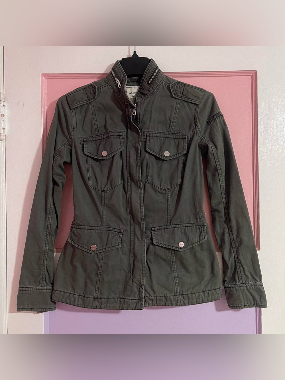 Abercrombie & Fitch khaki green utility jacket #utility #military